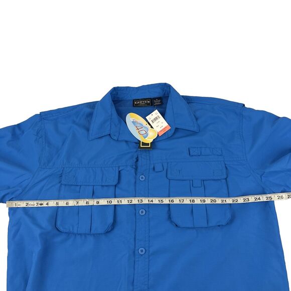New Mens Canyon Creek SS Vented Fishing Outdoor Shirt Size XL UPF 40 Blue NWT - Picture 6 of 7
